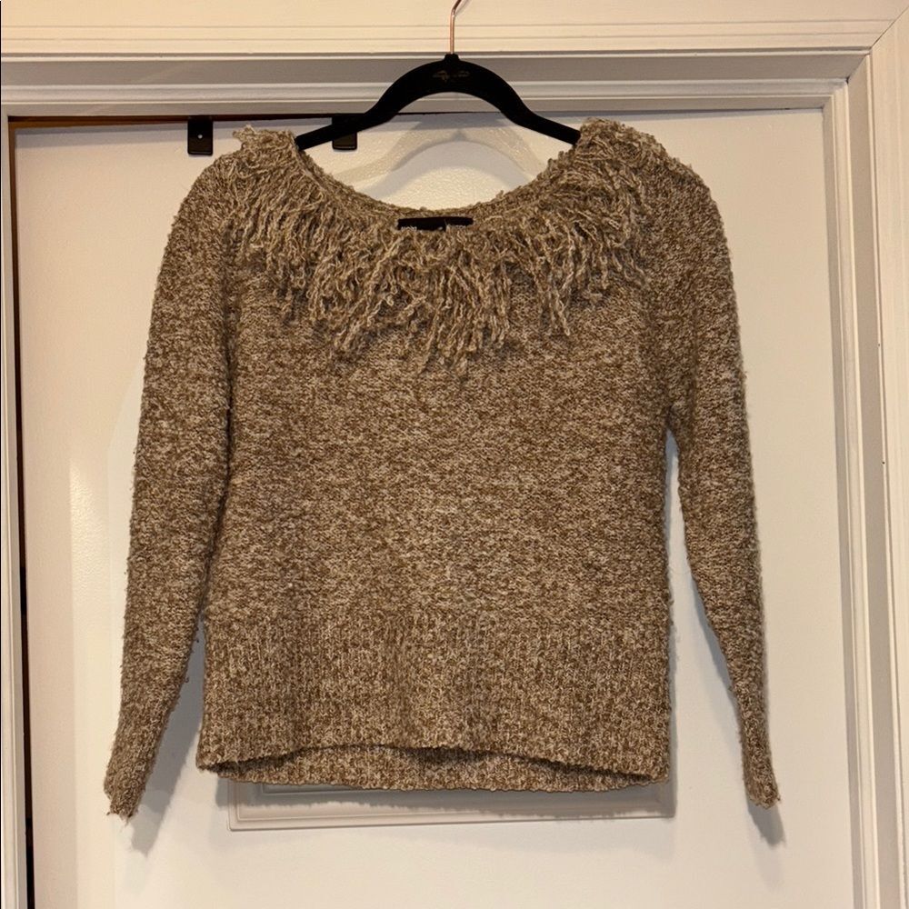 Norton McNaughton Fringed Brown Sweater - XS